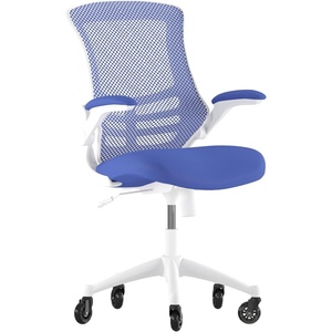 image:imageFlash Furniture Kelista MidBack Black Mesh Swivel Ergonomic Task Office Chair with FlipUp Arms and Transparent Roller WheelsBlue MeshWhite Frame