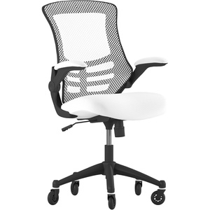 image:imageFlash Furniture Kelista MidBack Black Mesh Swivel Ergonomic Task Office Chair with FlipUp Arms and Transparent Roller WheelsWhite Mesh