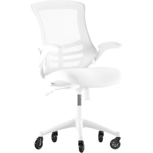 image:imageFlash Furniture Kelista MidBack Black Mesh Swivel Ergonomic Task Office Chair with FlipUp Arms and Transparent Roller WheelsWhite MeshWhite Frame