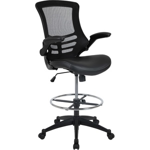 image:imageFlash Furniture Kelista MidBack Swivel Office Chair with Adjustable Seat Height Ergonomic Mesh Desk Chair with FlipUp Armrests BlackBlack LeathersoftMesh