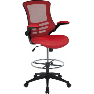 image:imageFlash Furniture Kelista MidBack Swivel Office Chair with Adjustable Seat Height Ergonomic Mesh Desk Chair with FlipUp Armrests BlackRed Mesh