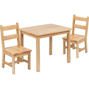 image:imageFlash Furniture Kyndl Kids Solid Hardwood Table and Chair Set for Playroom Bedroom Kitchen  3 Piece Set  NaturalNatural