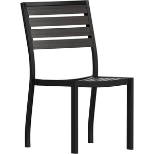 image:imageFlash Furniture Lark Outdoor Stackable Side Chair with Faux Teak Poly Slats Set of 2Gray Wash Teak