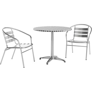image:imageFlash Furniture Lila 315 Round Aluminum IndoorOutdoor Table Set with 2 Slat Back Chairs0