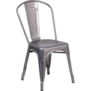 image:imageFlash Furniture Lincoln Clear Coated Metal Indoor Stackable ChairSet of 1