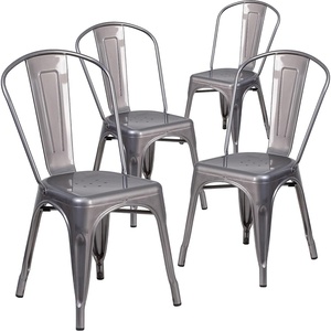 image:imageFlash Furniture Lincoln Clear Coated Metal Indoor Stackable ChairSet of 4