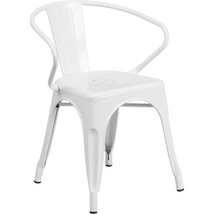 image:imageFlash Furniture Luna Commercial Grade Red Metal IndoorOutdoor Chair with ArmsWhite