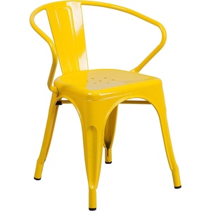 image:imageFlash Furniture Luna Commercial Grade Red Metal IndoorOutdoor Chair with ArmsYellow