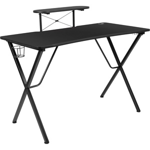 image:imageFlash Furniture Mallot Black Gaming Desk with Cup Holder Headphone Hook and MonitorSmartphone StandBlack