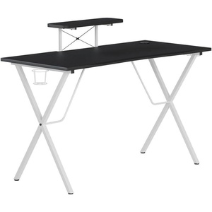 image:imageFlash Furniture Mallot Black Gaming Desk with Cup Holder Headphone Hook and MonitorSmartphone StandBlackWhite
