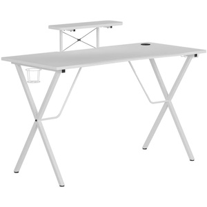 image:imageFlash Furniture Mallot Black Gaming Desk with Cup Holder Headphone Hook and MonitorSmartphone StandWhite