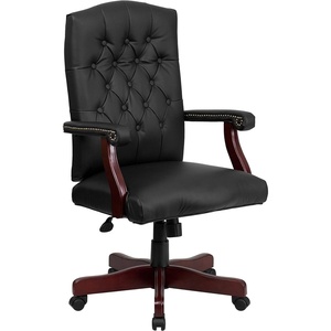 image:imageFlash Furniture Martha Washington Burgundy LeatherSoft Executive Swivel Office Chair with ArmsBlack Leathersoft