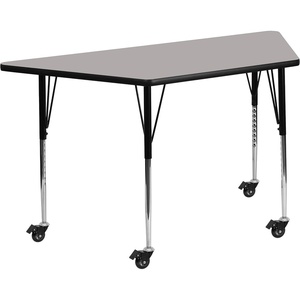 image:imageFlash Furniture Mobile 225W x 45L Trapezoid Grey HP Laminate Activity Table  Standard Height Adjustable LegsGrey
