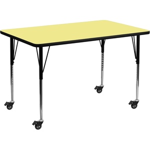 image:imageFlash Furniture Mobile 30W x 60L Rectangular Yellow Thermal Laminate Activity Table  Standard Height Adjustable LegsYellow