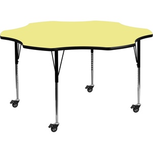 image:imageFlash Furniture Mobile 60 Flower Yellow Thermal Laminate Activity Table  Standard Height Adjustable Legs