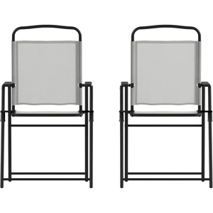 image:imageFlash Furniture Mystic Folding Patio Sling Chairs Outdoor Textilene Lawn Chairs with Armrests Set of 2 GrayGrey