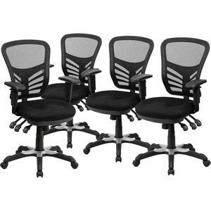 image:imageFlash Furniture Nicholas MidBack Swivel Desk Chair with Wheels Mesh Back Padded Seat and Armrests Adjustable Height Mesh Ergonomic Office Chair BlackBlack