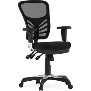 image:imageFlash Furniture Nicholas MidBack Swivel Desk Chair with Wheels Mesh Back Padded Seat and Armrests Adjustable Height Mesh Ergonomic Office Chair BlackBlack MeshBlack Frame