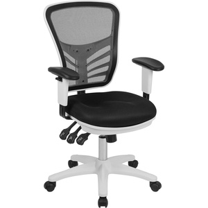 image:imageFlash Furniture Nicholas MidBack Swivel Desk Chair with Wheels Mesh Back Padded Seat and Armrests Adjustable Height Mesh Ergonomic Office Chair BlackBlack MeshWhite Frame