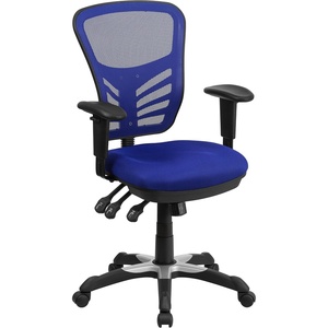 image:imageFlash Furniture Nicholas MidBack Swivel Desk Chair with Wheels Mesh Back Padded Seat and Armrests Adjustable Height Mesh Ergonomic Office Chair BlackBlue
