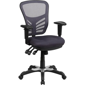 image:imageFlash Furniture Nicholas MidBack Swivel Desk Chair with Wheels Mesh Back Padded Seat and Armrests Adjustable Height Mesh Ergonomic Office Chair BlackDark Gray