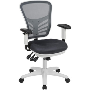 image:imageFlash Furniture Nicholas MidBack Swivel Desk Chair with Wheels Mesh Back Padded Seat and Armrests Adjustable Height Mesh Ergonomic Office Chair BlackDark Gray MeshWhite Frame