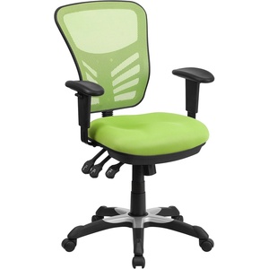 image:imageFlash Furniture Nicholas MidBack Swivel Desk Chair with Wheels Mesh Back Padded Seat and Armrests Adjustable Height Mesh Ergonomic Office Chair BlackGreen