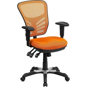 image:imageFlash Furniture Nicholas MidBack Swivel Desk Chair with Wheels Mesh Back Padded Seat and Armrests Adjustable Height Mesh Ergonomic Office Chair BlackOrange