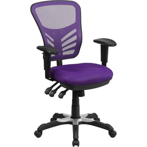 image:imageFlash Furniture Nicholas MidBack Swivel Desk Chair with Wheels Mesh Back Padded Seat and Armrests Adjustable Height Mesh Ergonomic Office Chair BlackPurple