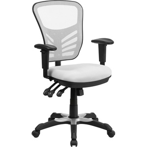 image:imageFlash Furniture Nicholas MidBack Swivel Desk Chair with Wheels Mesh Back Padded Seat and Armrests Adjustable Height Mesh Ergonomic Office Chair BlackWhite