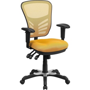 image:imageFlash Furniture Nicholas MidBack Swivel Desk Chair with Wheels Mesh Back Padded Seat and Armrests Adjustable Height Mesh Ergonomic Office Chair BlackYelloworange