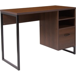 image:imageFlash Furniture Northbrook Rustic Coffee Wood Grain Finish Computer Desk with Black Metal Frame
