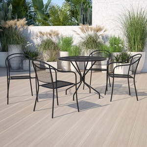 image:imageFlash Furniture Oia Commercial Grade 3525 Round Black IndoorOutdoor Steel Patio Table Set with 4 Round Back ChairsBlack