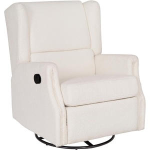 image:imageFlash Furniture Omma Swivel Glider Rocking Recliner Manual Wingback Recliner with 360 Degree Swivel for Living Room Bedroom or Nursery Upholstered Dark GrayOffwhite Boucle