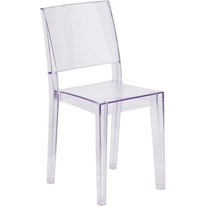 image:imageFlash Furniture Phantom Series Transparent IndoorOutdoor Stacking Side Chair with Floor Protector Rubber GlidesSet of 1