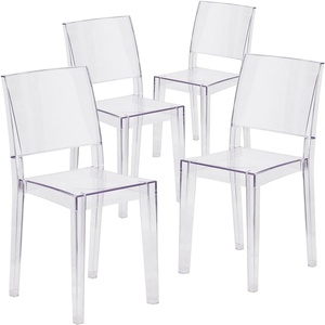 image:imageFlash Furniture Phantom Series Transparent IndoorOutdoor Stacking Side Chair with Floor Protector Rubber GlidesSet of 4
