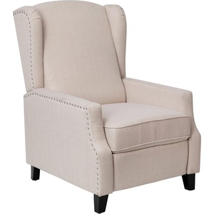 image:imageFlash Furniture Prescott Polyester Fabric Upholstered Slim Wingback Recliner Modern Pushback Recliner Chair with Pocket Spring Seat CreamCream