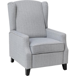 image:imageFlash Furniture Prescott Polyester Fabric Upholstered Slim Wingback Recliner Modern Pushback Recliner Chair with Pocket Spring Seat CreamGrey