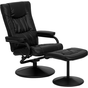 image:imageFlash Furniture Rachel Contemporary MultiPosition LeatherSoft Recliner Chair with Ottoman 360Degree Swivel Recliner Chair and Ottoman Set BlackBlack