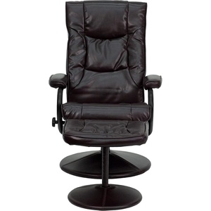 image:imageFlash Furniture Rachel Contemporary MultiPosition LeatherSoft Recliner Chair with Ottoman 360Degree Swivel Recliner Chair and Ottoman Set BlackBrown