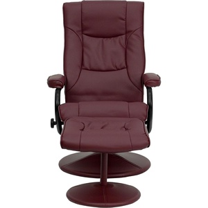 image:imageFlash Furniture Rachel Contemporary MultiPosition LeatherSoft Recliner Chair with Ottoman 360Degree Swivel Recliner Chair and Ottoman Set BlackBurgundy