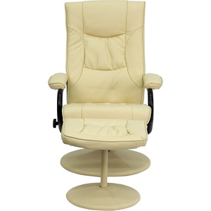 image:imageFlash Furniture Rachel Contemporary MultiPosition LeatherSoft Recliner Chair with Ottoman 360Degree Swivel Recliner Chair and Ottoman Set BlackCream