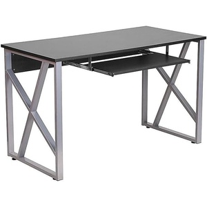 image:imageFlash Furniture Salvador Black Computer Desk with PullOut Keyboard Tray and CrossBrace Frame