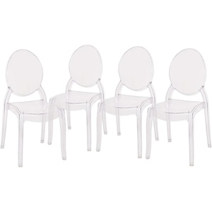 image:imageFlash Furniture Set of 4 Extra Wide Resin Ghost Chairs with 700 LB Weight Capacity  Clear Kitchen and Dining Room Chair  Acrylic Event Chair for IndoorOutdoor Use