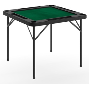 image:imageFlash Furniture Silas 345 Square Folding Card Table with Gray Felt Playing Surface and Cup Holders Portable Folding Game Table for 4 Players WhiteGrayBlack TopGreen Felt Surface