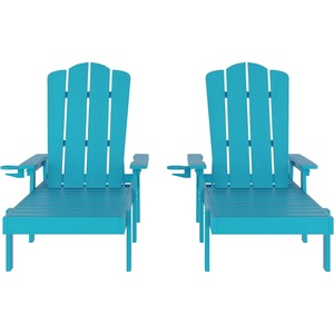 image:imageFlash Furniture Sonora Adjustable Adirondack Lounger with Cup Holder Commercial Grade AllWeatherWeather IndoorOutdoor Recycled HDPE Lounge Chair RedBlue