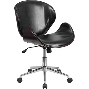 image:imageFlash Furniture Tana MidBack Mahogany Wood Conference Office Chair in White LeatherSoftBlack LeathersoftMahogany Frame