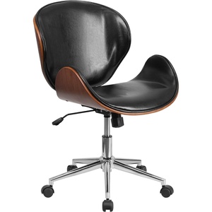image:imageFlash Furniture Tana MidBack Mahogany Wood Conference Office Chair in White LeatherSoftBlack LeathersoftWalnut Frame