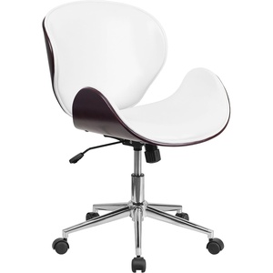 image:imageFlash Furniture Tana MidBack Mahogany Wood Conference Office Chair in White LeatherSoftWhite LeathersoftMahogany Frame