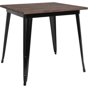 image:imageFlash Furniture Toby 315 Square Black Metal Indoor Table with Walnut Rustic Wood TopBlack
